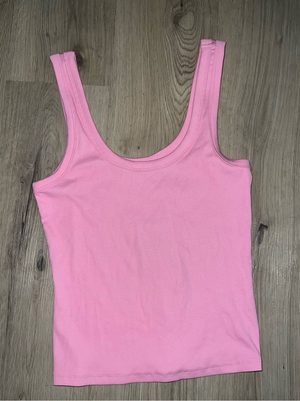 NWT Monki Pink Crop Tank Top Size Large L Cotton Stretch Scoop Neck